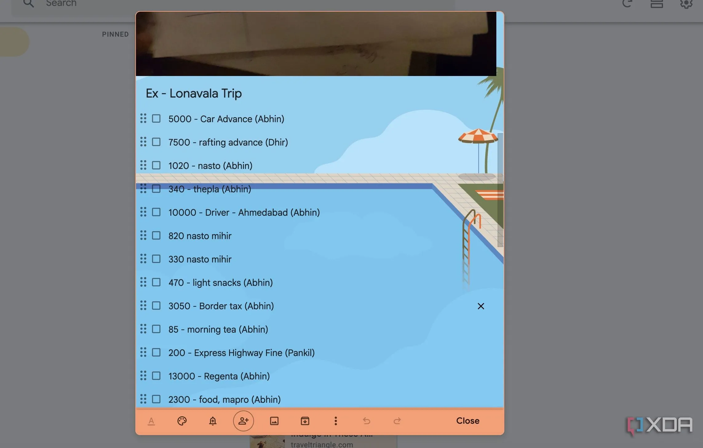 Giao diện cộng tác và chia sẻ danh sách trên Google Keep