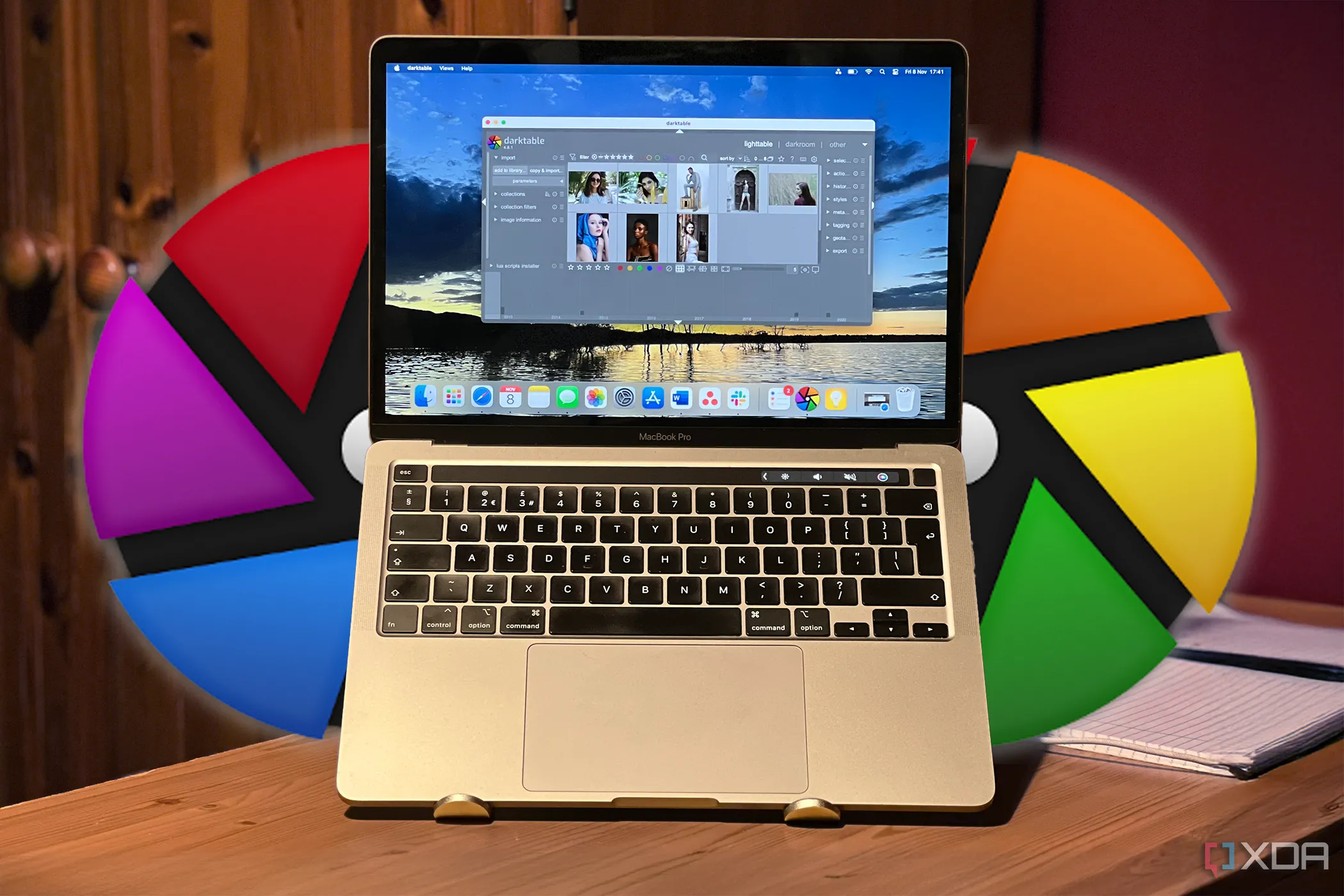 Giao diện Darktable trên MacBook với logo Darktable, thể hiện phần mềm chỉnh sửa ảnh miễn phí này