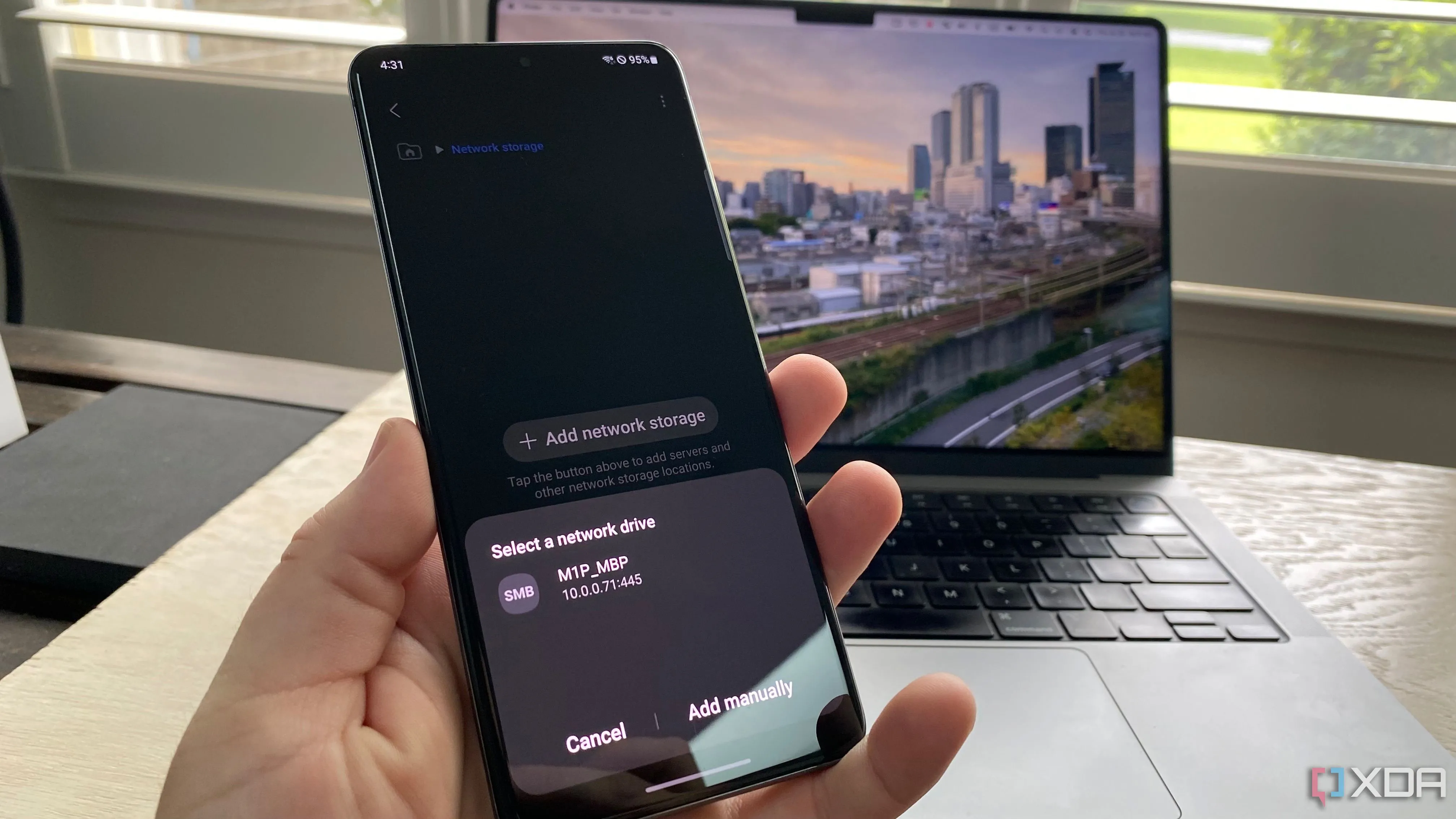Giao diện điện thoại Android kết nối ổ đĩa mạng NAS trong mạng gia đình