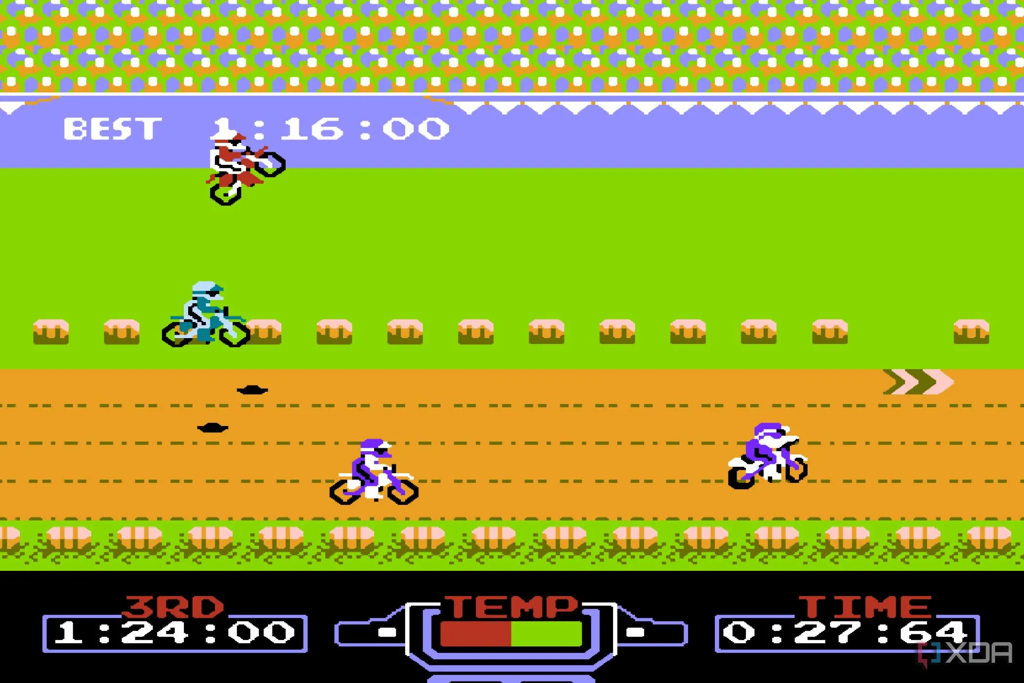 Giao diện game Excitebike trên hệ máy Nintendo Entertainment System