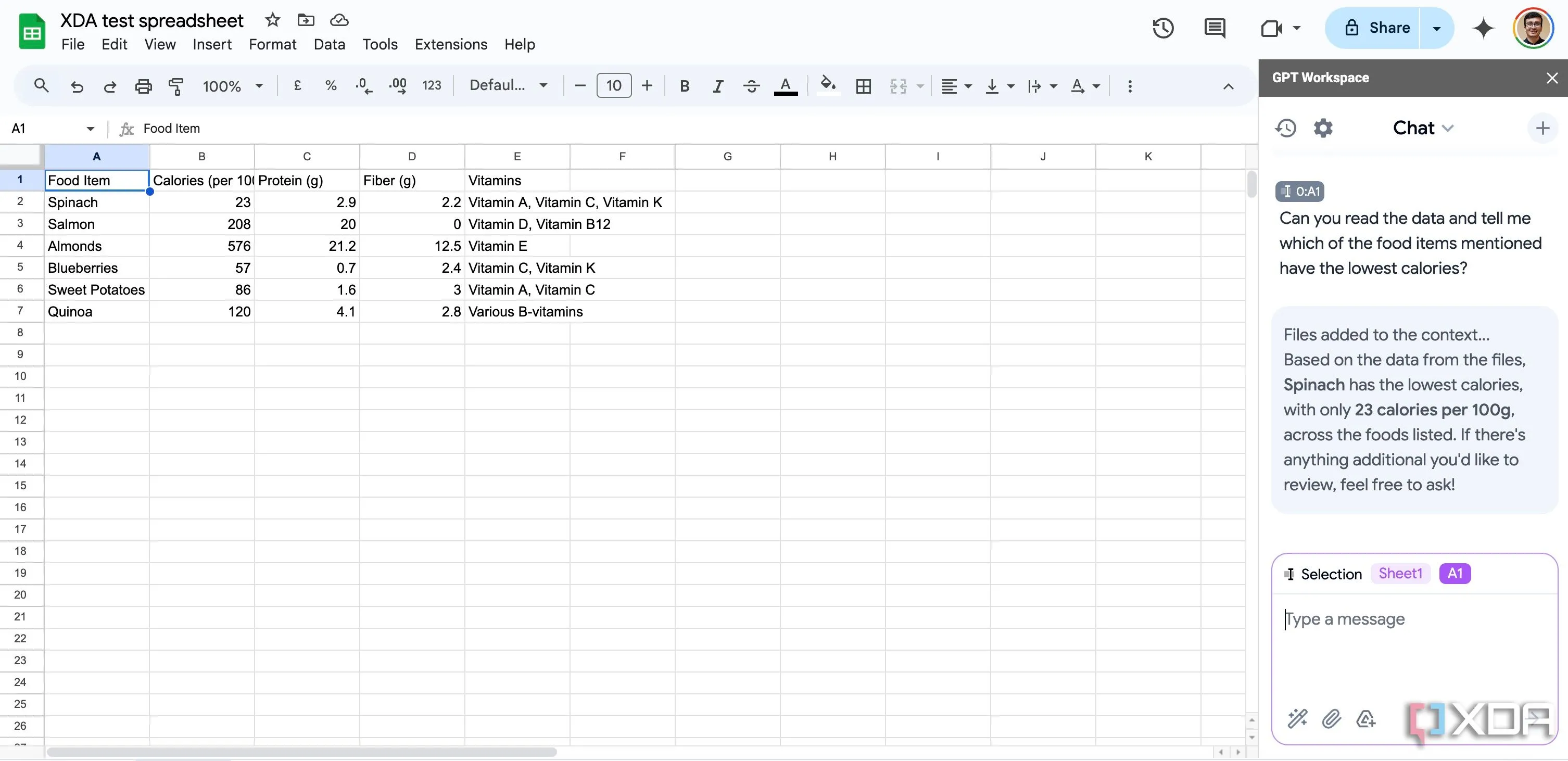 Giao diện GPT for Google Sheets, minh họa tích hợp AI trong Google Workspace.
