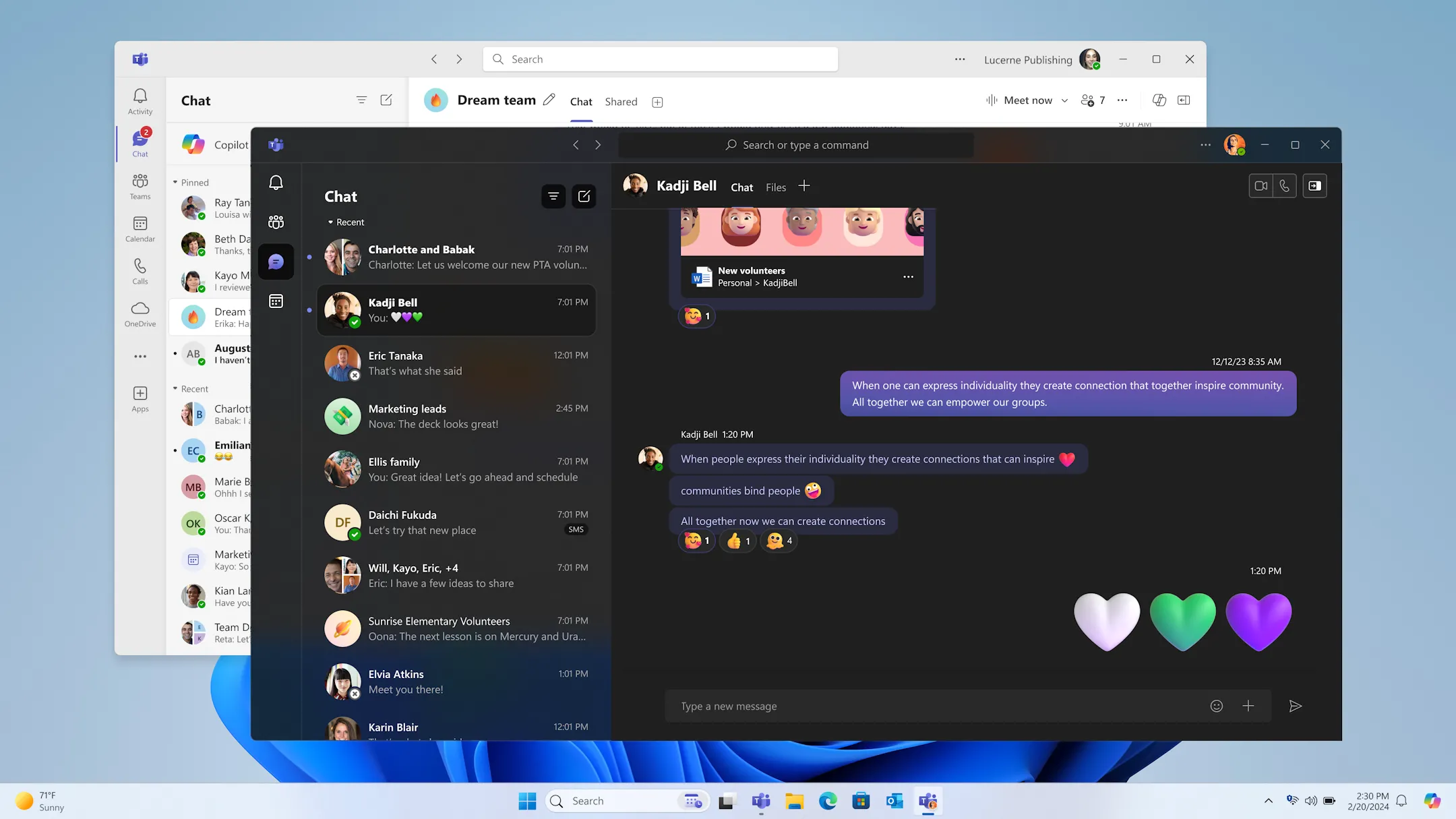 Giao diện Microsoft Teams phiên bản mới với các cập năng năng suất