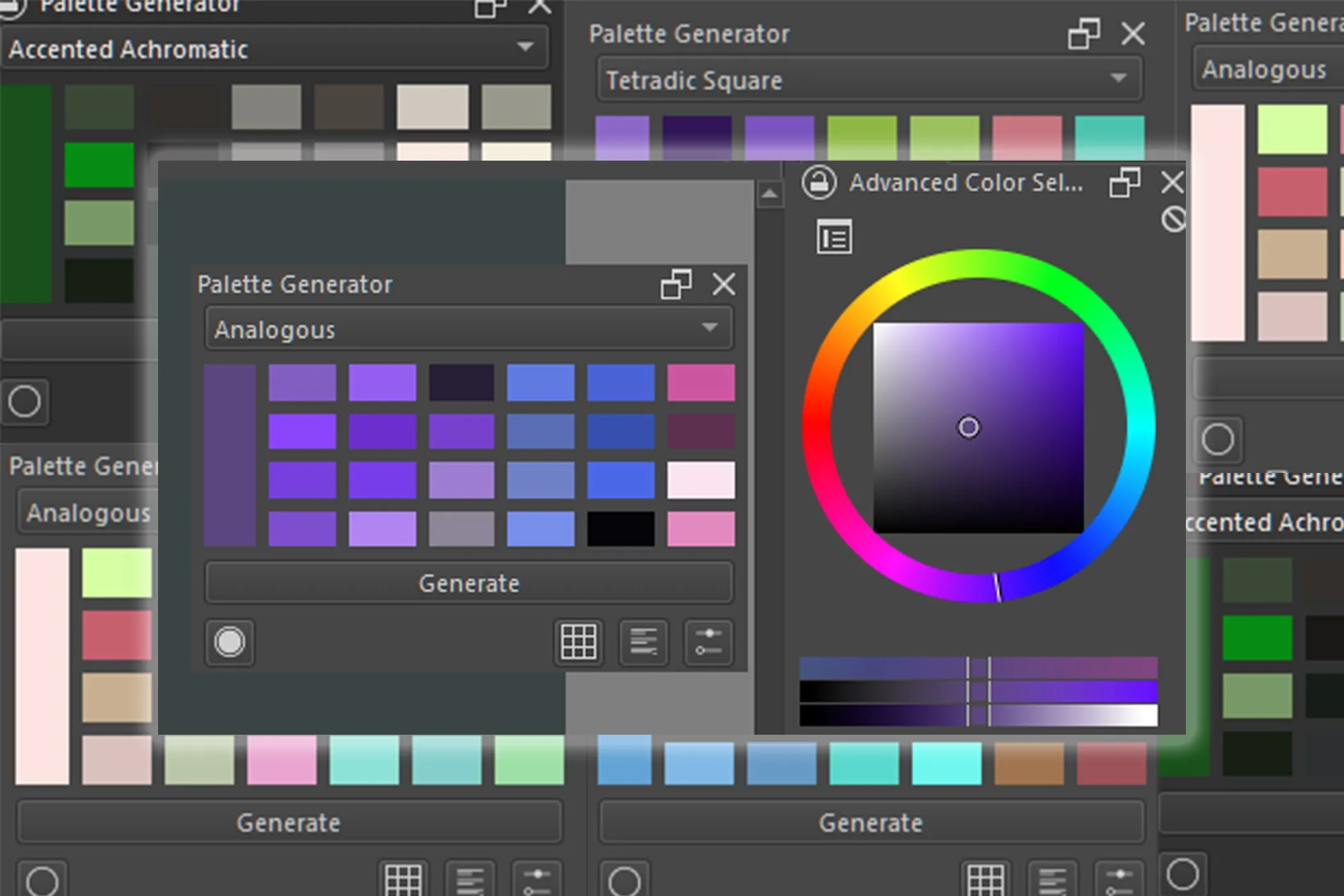 Giao diện plugin Palette Generator tự động tạo bảng màu trong Krita