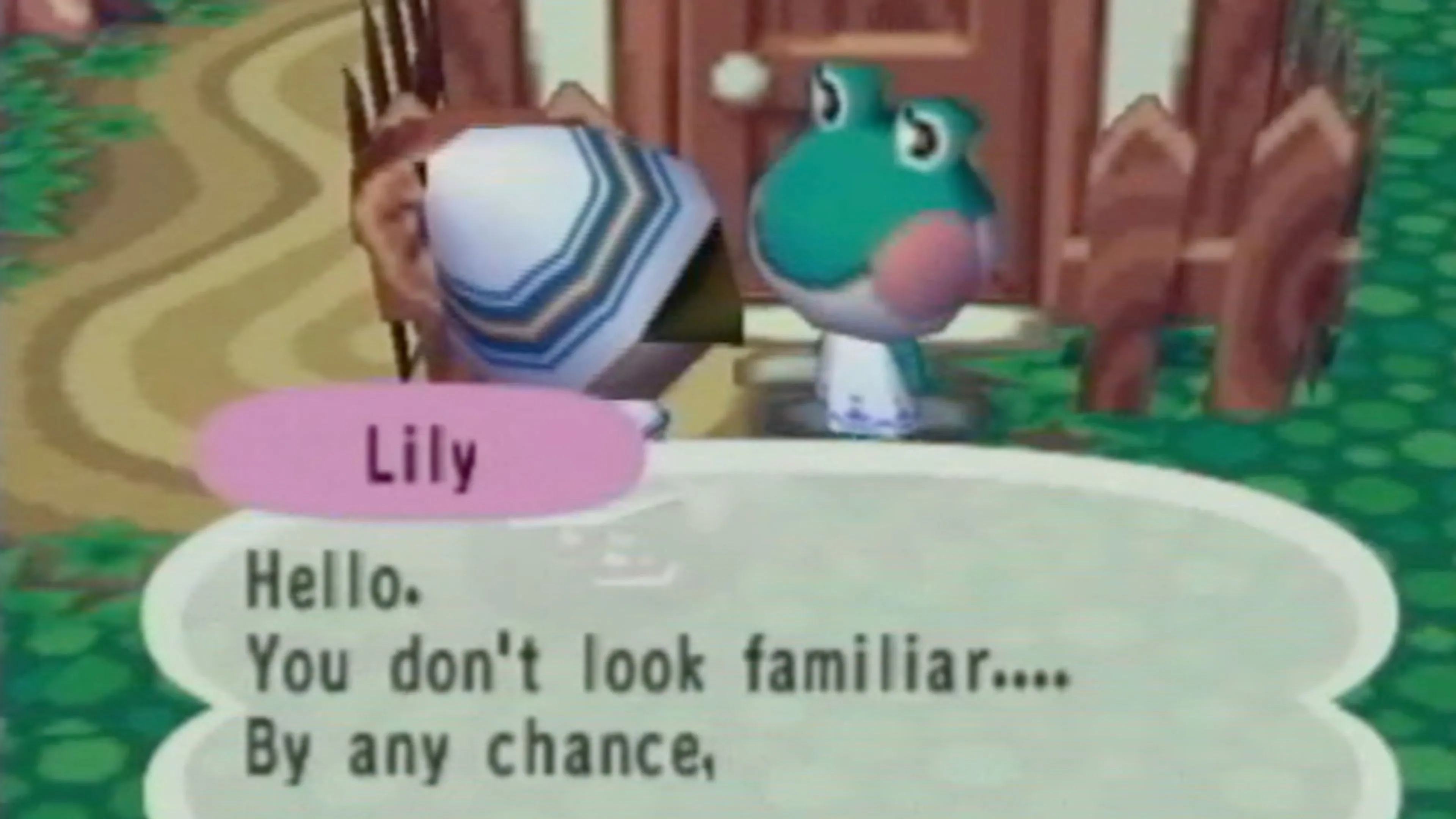 Giao diện quen thuộc của Animal Crossing trên Nintendo GameCube với chú ếch Lily