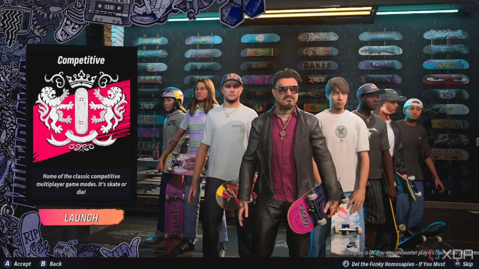 Giao diện sảnh chờ multiplayer trực tuyến trong Tony Hawk's Pro Skater 3+4, hiển thị các người chơi khác.