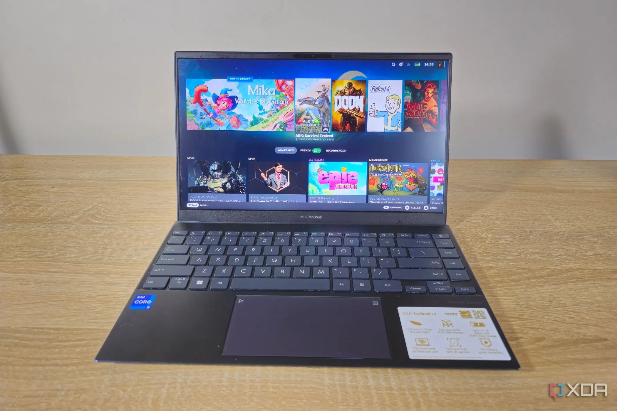 Giao diện Steam Big Picture trên laptop hiển thị nhiều tựa game