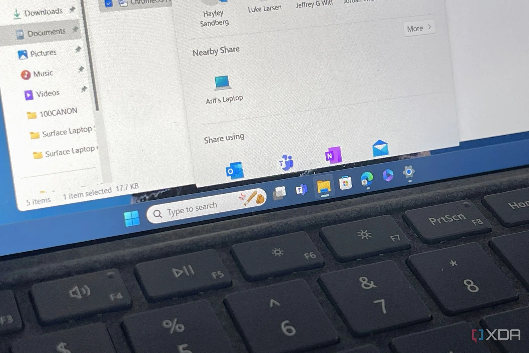 Giao diện tính năng Nearby Sharing trên Windows 11, dự kiến là một phần của ứng dụng di chuyển dữ liệu mới từ Microsoft