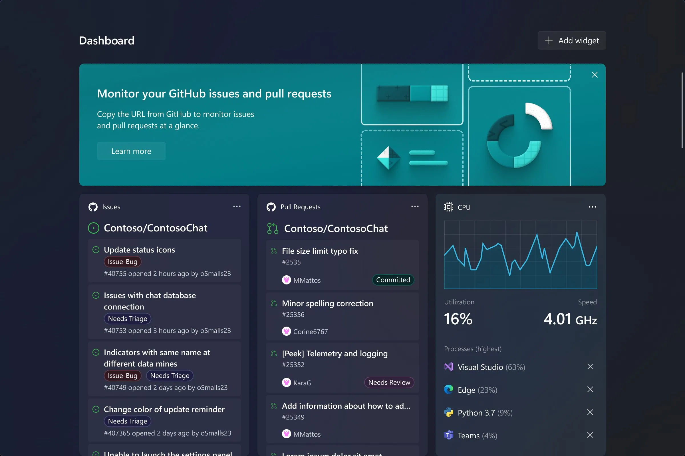 Giao diện tùy chỉnh của ứng dụng Dev Home trên Windows 11