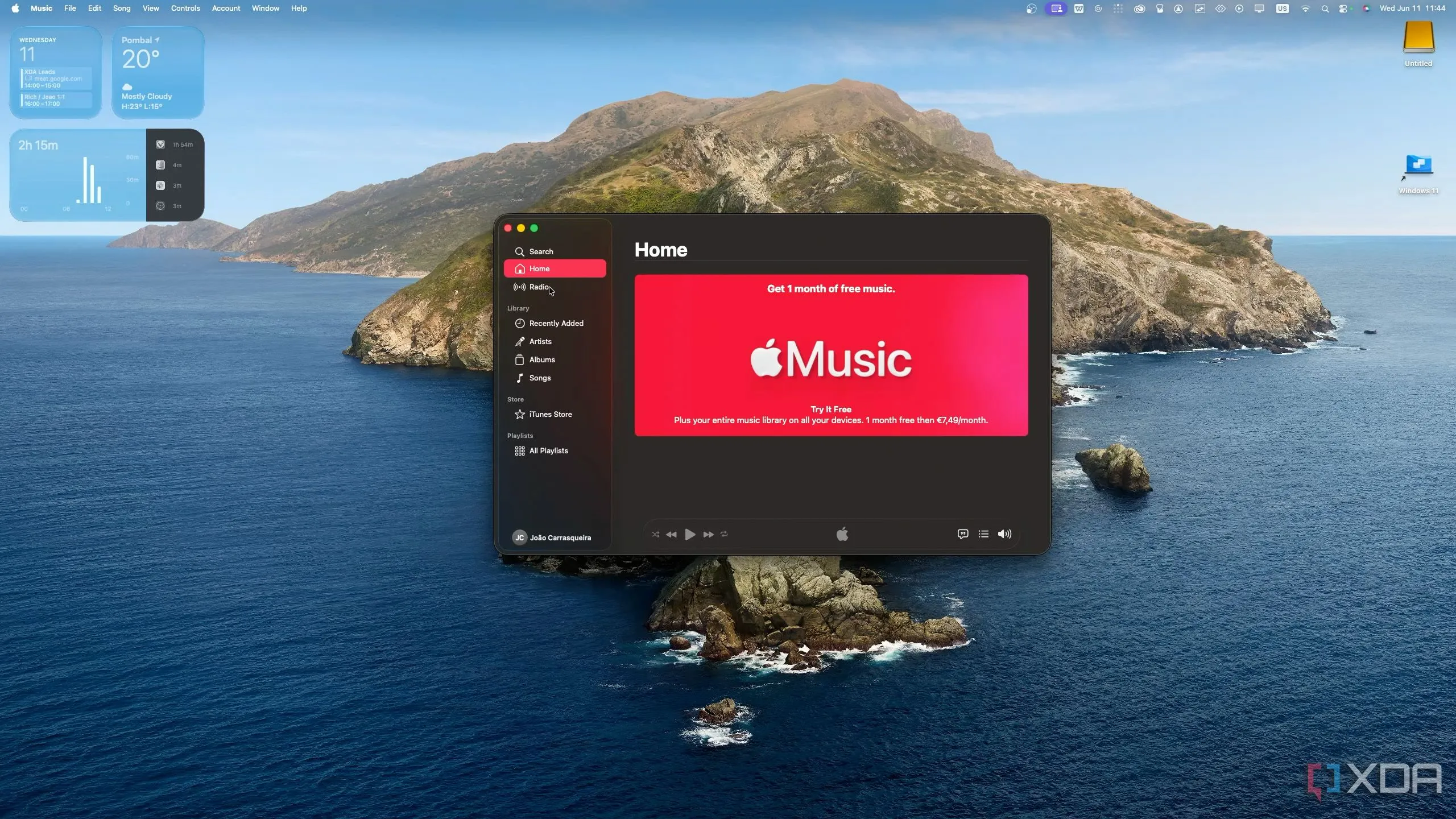 Giao diện ứng dụng Apple Music trên macOS, biểu tượng cho các dịch vụ của Apple mà người dùng có thể đăng ký