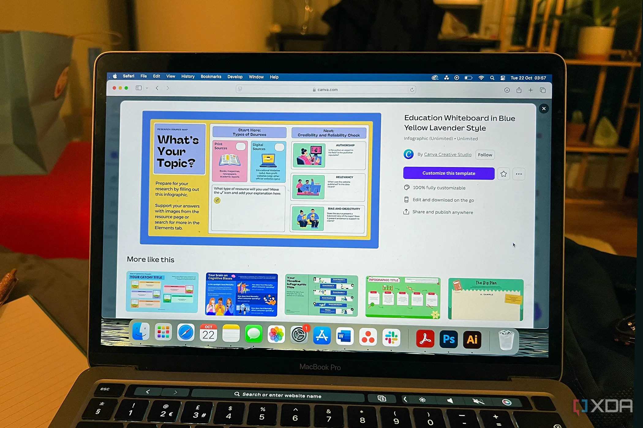 Giao diện ứng dụng thiết kế đồ họa trực tuyến Canva trên MacBook