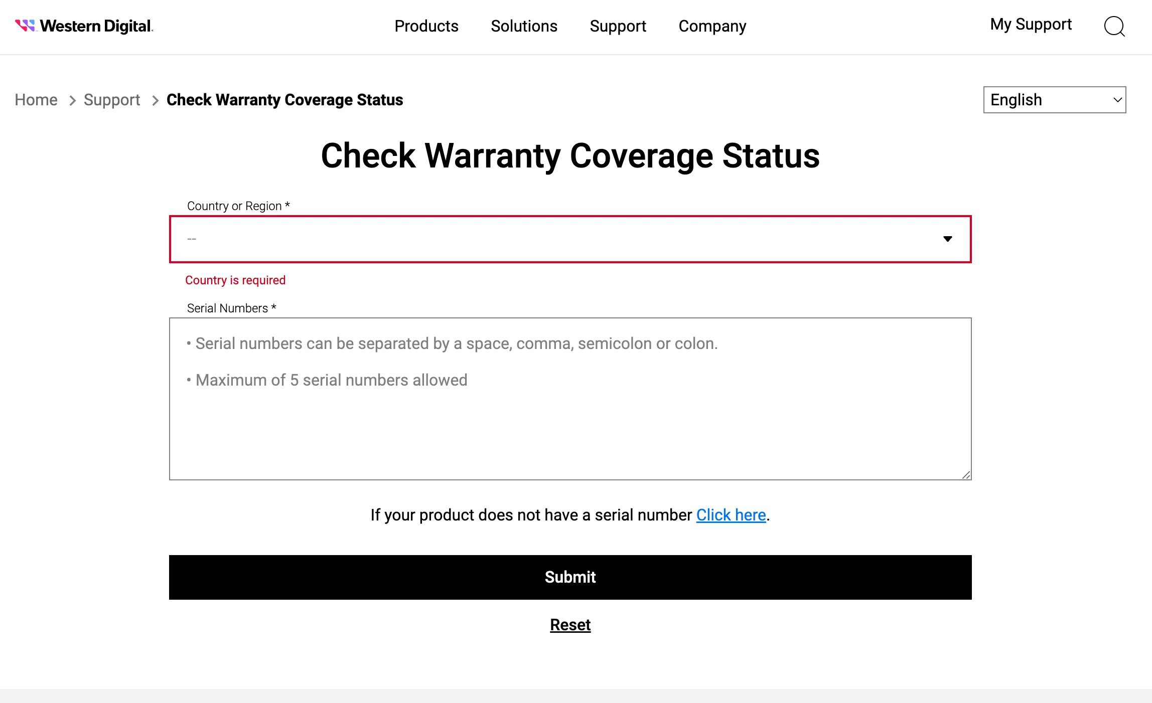 Giao diện website Western Digital hiển thị thông tin kiểm tra bảo hành ổ cứng bằng số serial