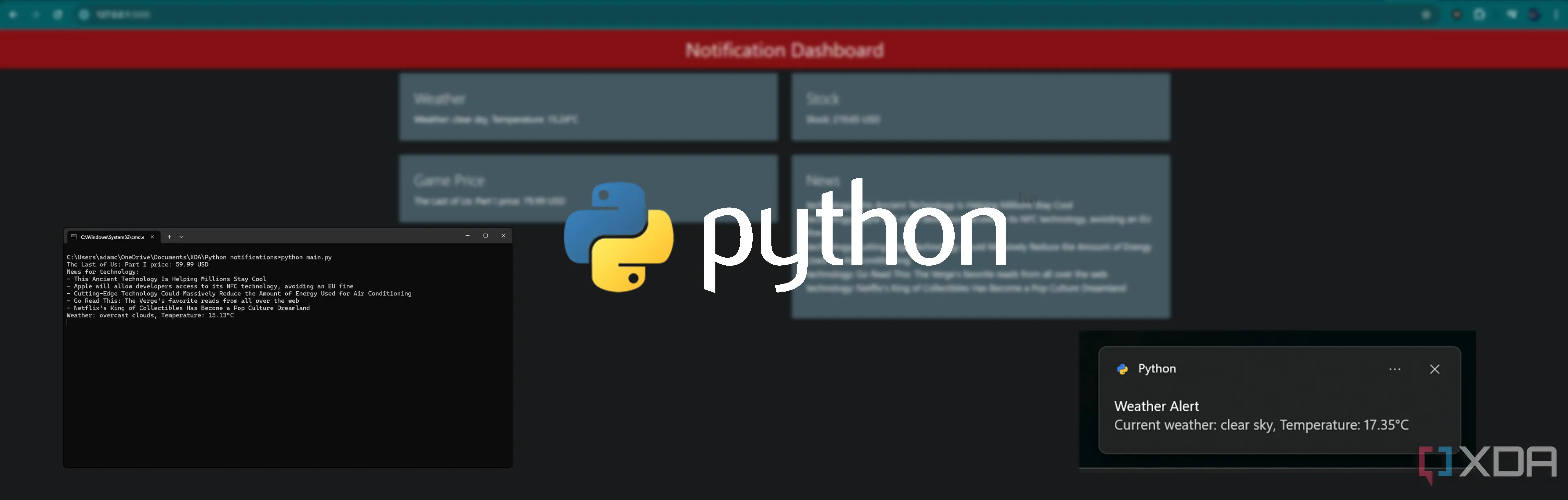 Hệ thống thông báo Python để theo dõi kho hàng và các thông tin khác