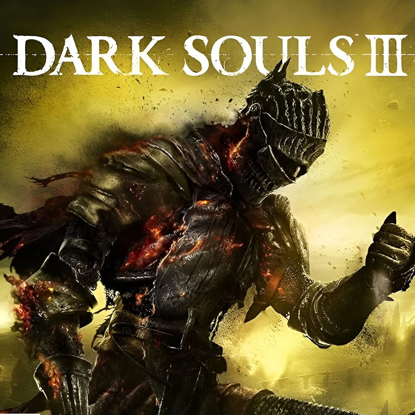 Hình ảnh bìa game Dark Souls III, phần cuối của trilogy Dark Souls, nổi bật với hình ảnh Hiệp sĩ tro tàn, tượng trưng cho những trận đấu boss cam go.