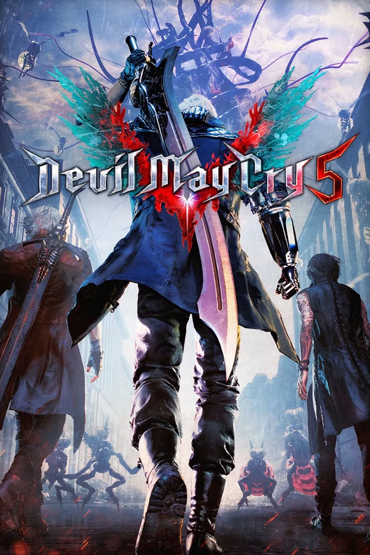 Hình ảnh bìa game Devil May Cry 5, đánh dấu sự trở lại hoành tráng của Dante và Nero.