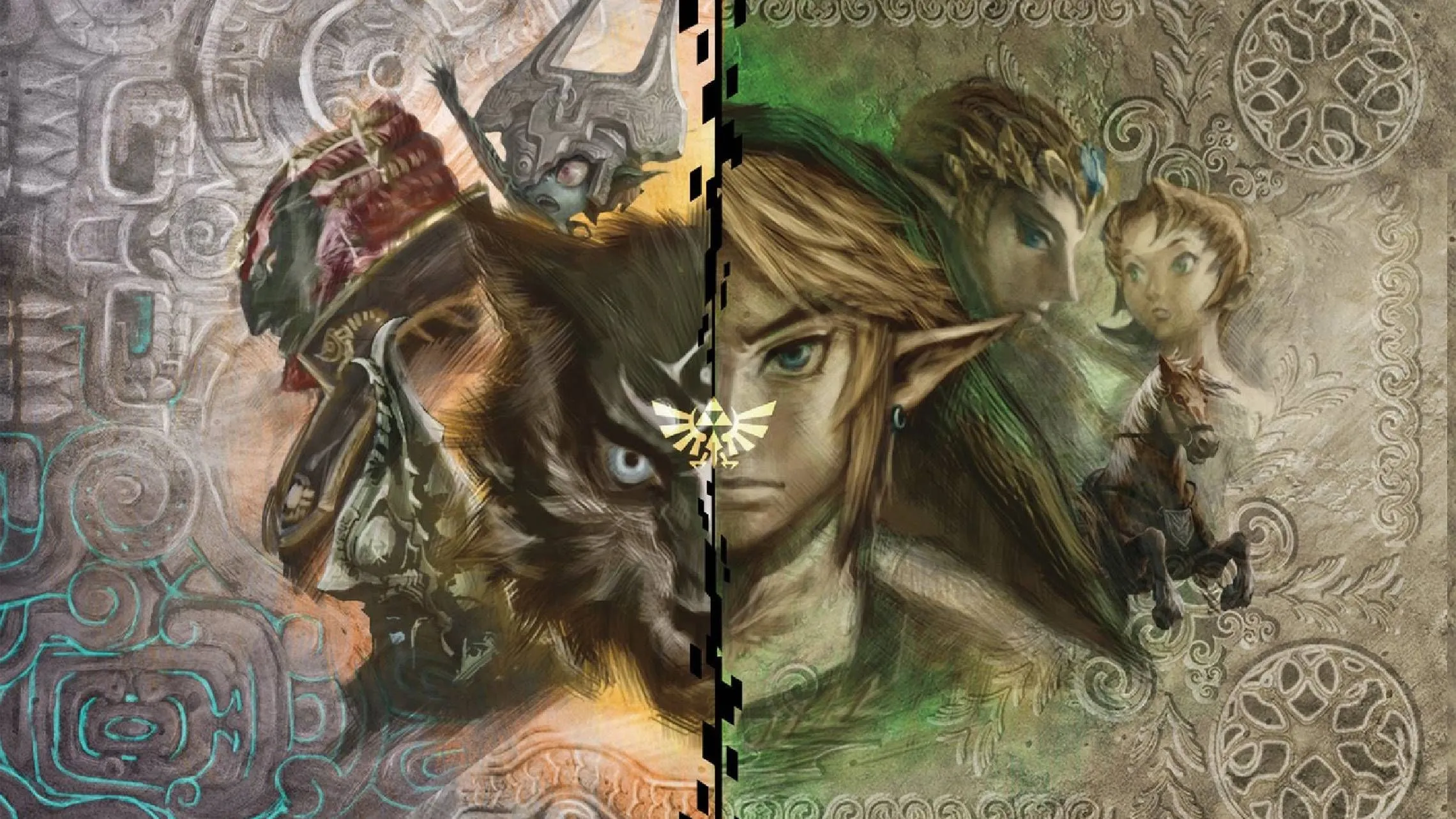 Hình ảnh chính thức của các nhân vật chính và cả hai phiên bản Link (người và sói) trong The Legend of Zelda: Twilight Princess