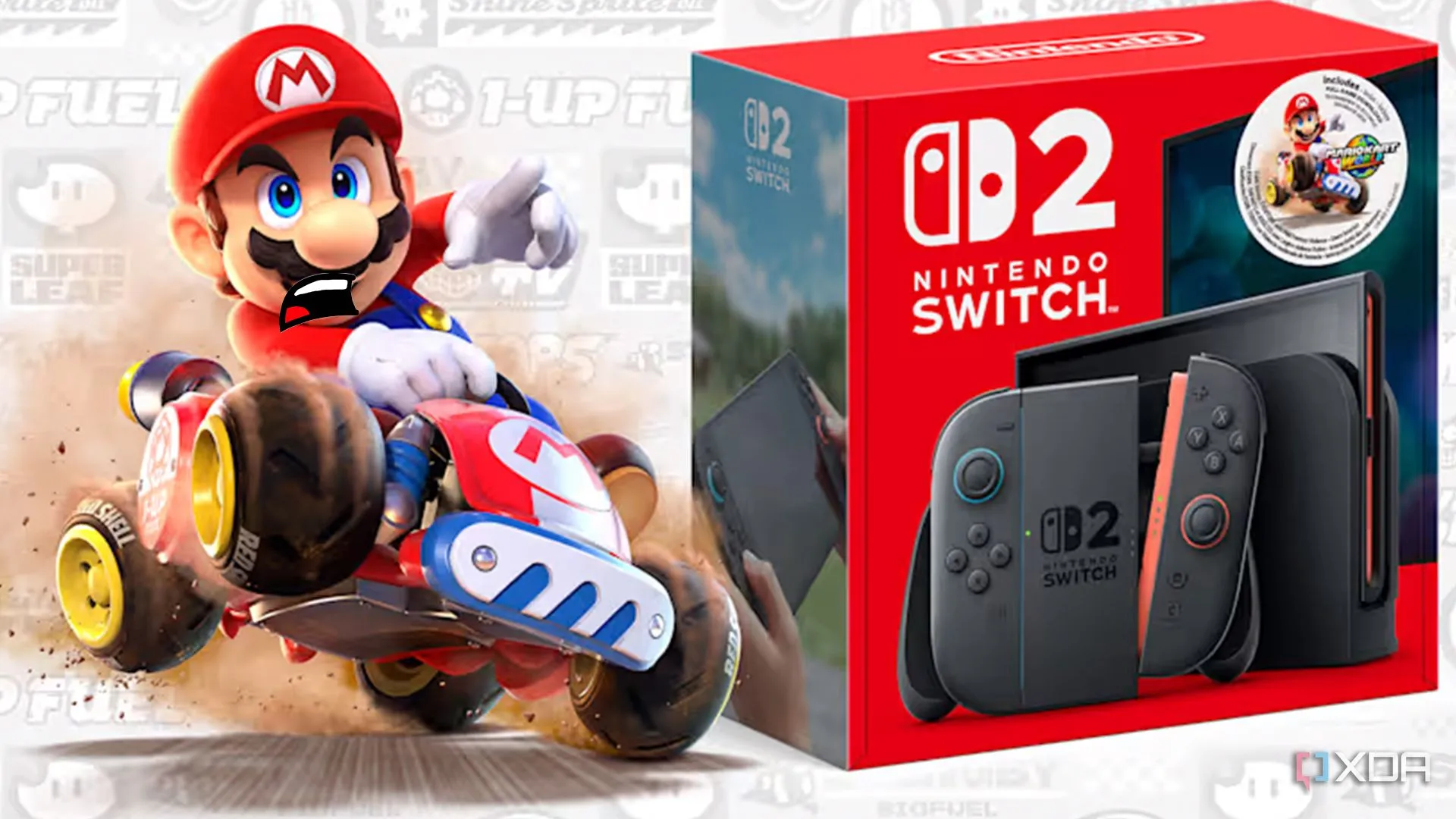 Hình ảnh concept về thế giới Mario Kart và console Nintendo Switch 2