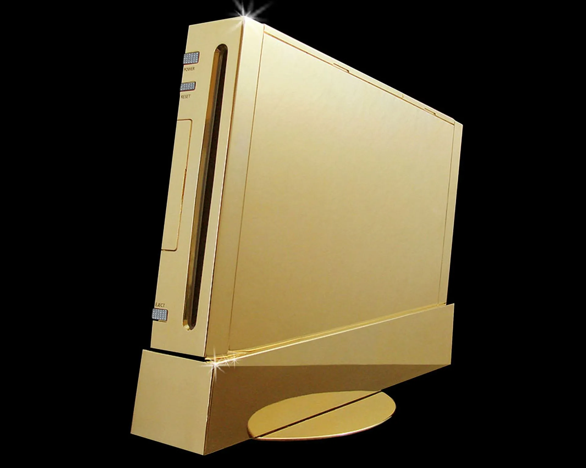 Hình ảnh console Nintendo Wii Supreme được chế tác từ vàng và kim cương, một tác phẩm nghệ thuật đắt giá
