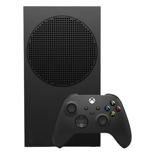 Hình ảnh console Xbox Series S màu đen, minh họa cho thiết bị cấu hình thấp hơn nhưng cần tối ưu game