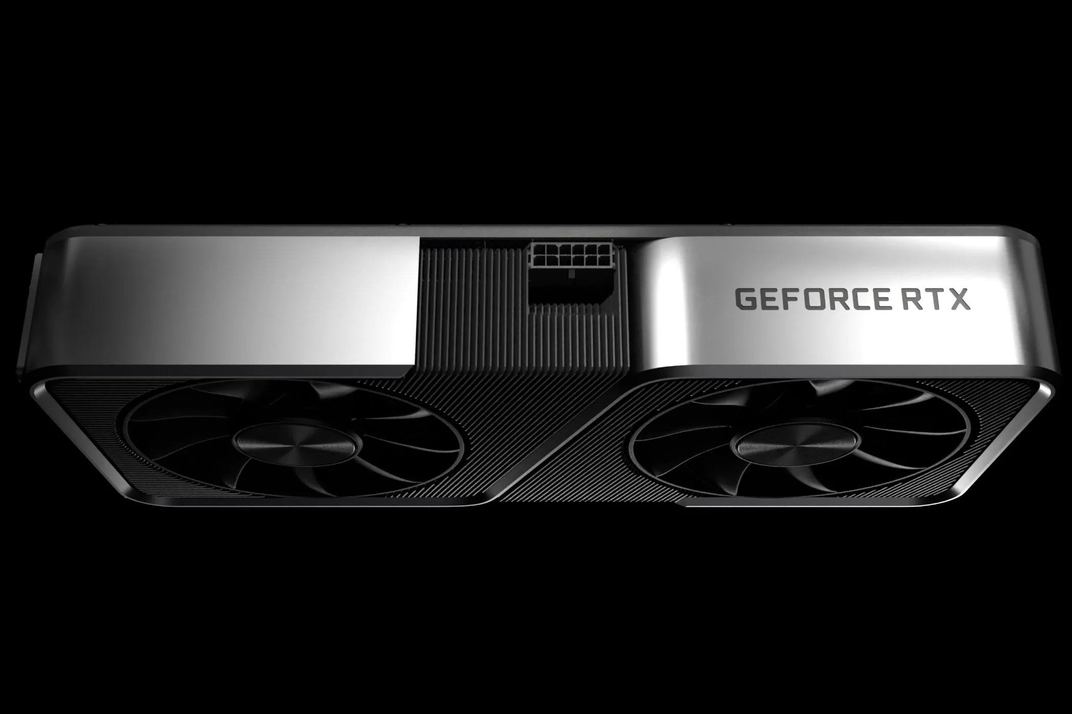 Hình ảnh của Nvidia GeForce RTX 3070 phiên bản Founders Edition đặt trên một chiếc bàn, làm nổi bật thiết kế và kích thước của card đồ họa