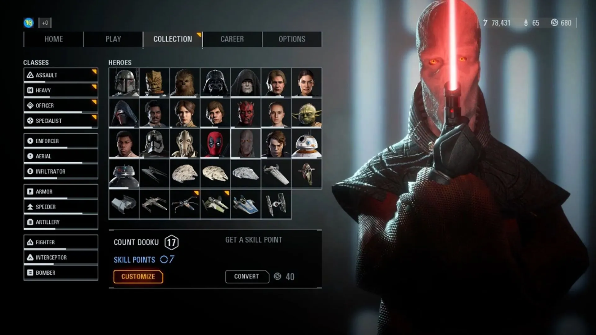 Hình ảnh Darth Plagueis xuất hiện trong bản mod của game Star Wars Battlefront 2