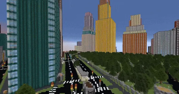 Hình ảnh demo quá trình công cụ Arnis chuyển đổi dữ liệu OpenStreetMap thành thế giới Minecraft