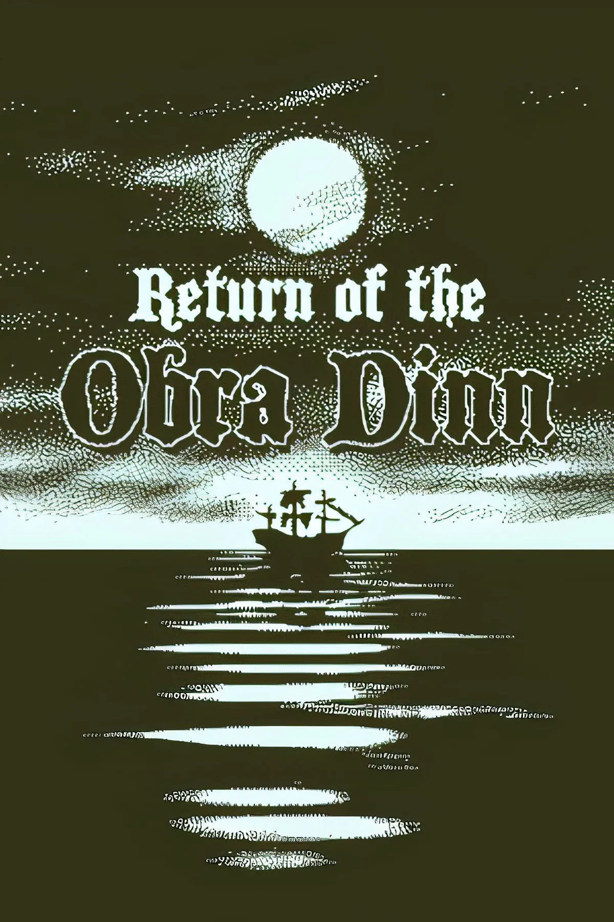 Hình ảnh game Return of the Obra Dinn với phong cách đồ họa đơn sắc và con tàu bí ẩn