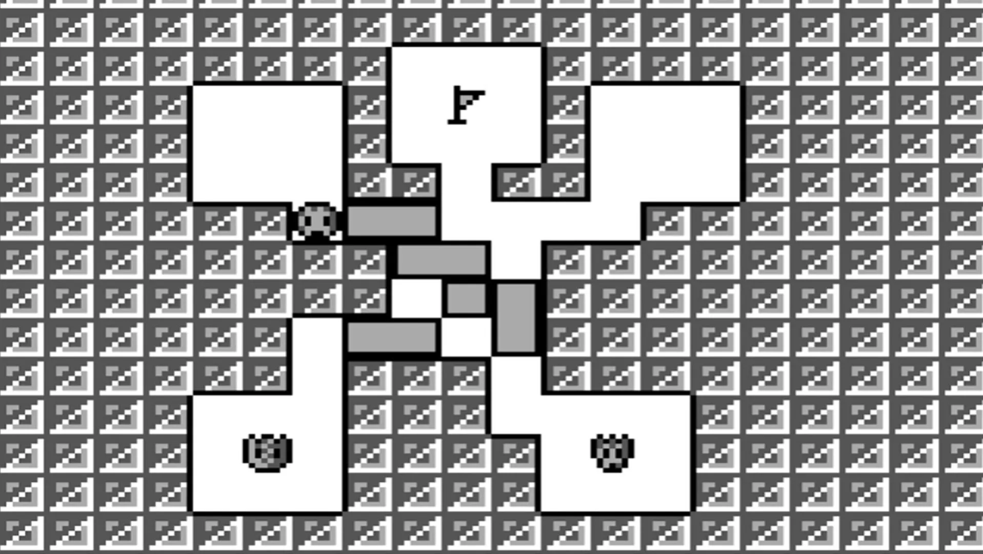 Hình ảnh gameplay game Amazing Tater trên Game Boy, hiển thị một mê cung với nhân vật củ khoai tây
