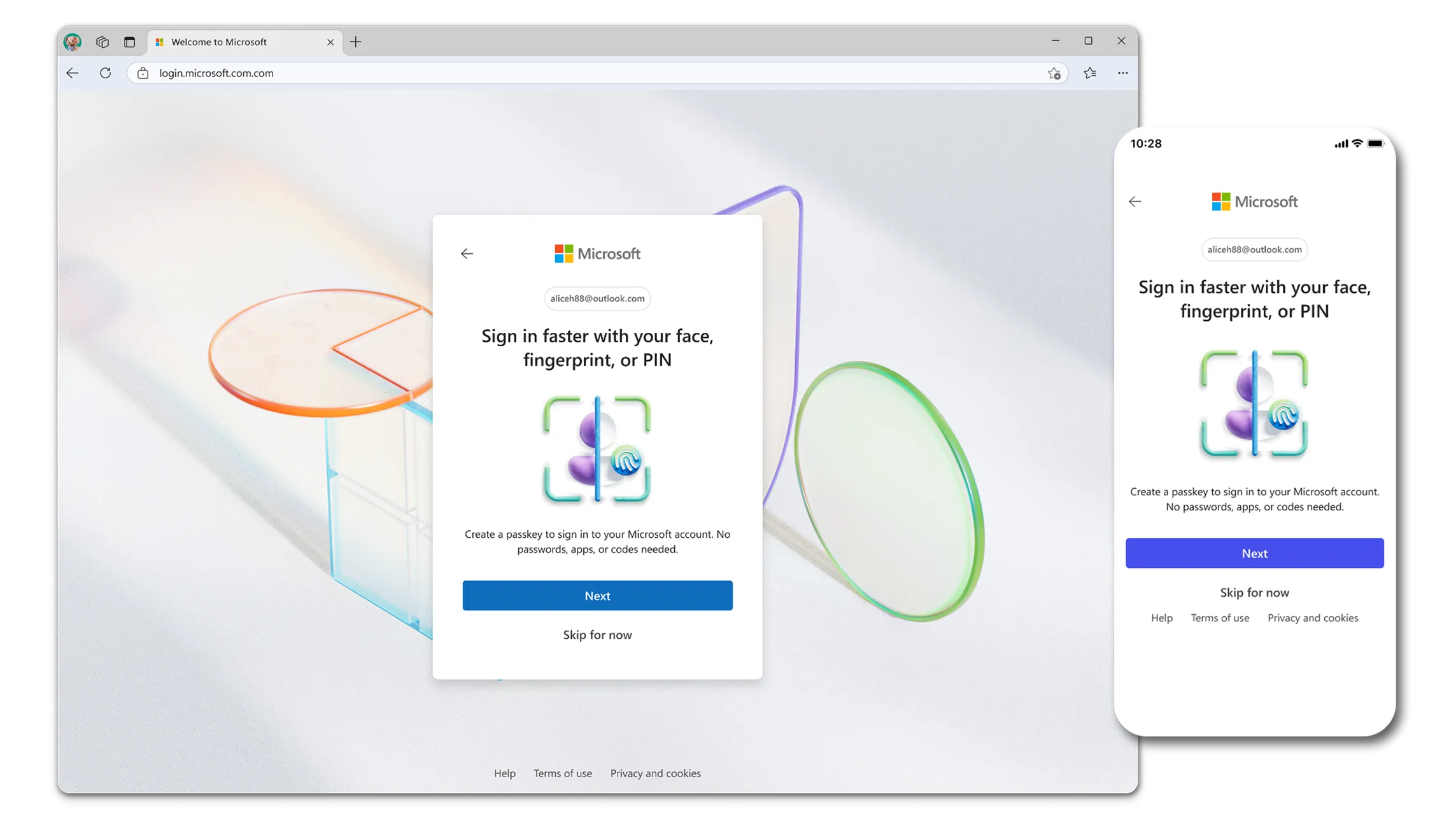 Hình ảnh minh họa chính sách tài khoản Microsoft không mật khẩu và Passkey
