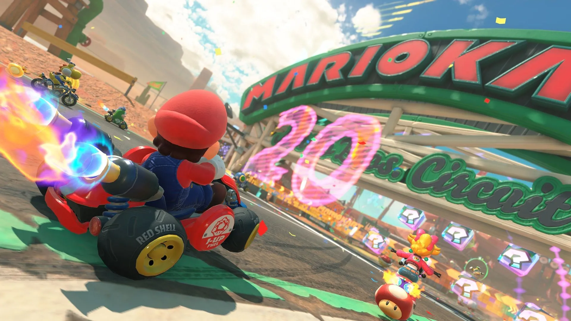 Hình ảnh minh họa lối chơi Mario Kart World, tựa game sắp ra mắt trên Nintendo Switch 2