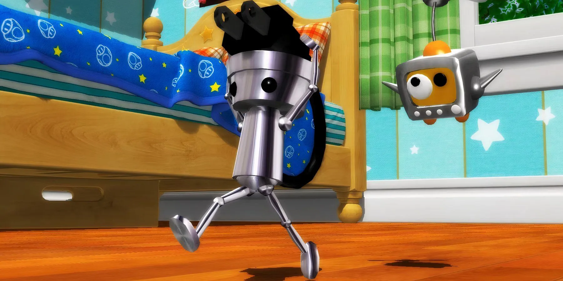 Hình ảnh nhân vật Chibi-Robo nhỏ bé trong game cùng tên trên hệ máy GameCube