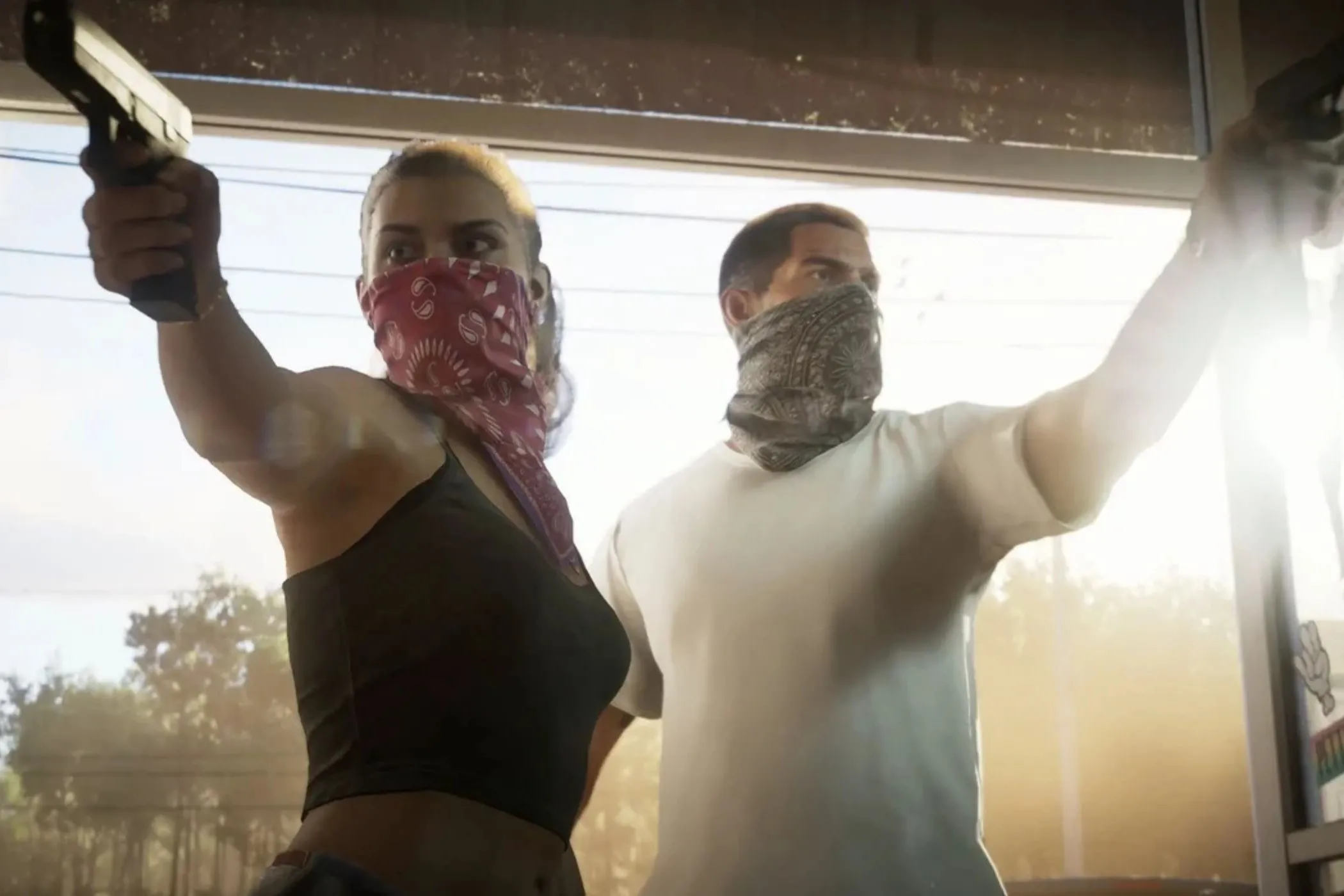 Hình ảnh nhân vật Lucia và Jason trong GTA VI, gợi nhớ về các tựa game lớn bị trì hoãn