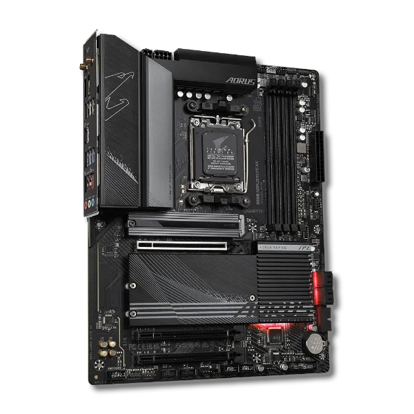 Hình ảnh render của bo mạch chủ Gigabyte B650 Aorus Elite AX, nổi bật với các tính năng bảo vệ BIOS hiện đại