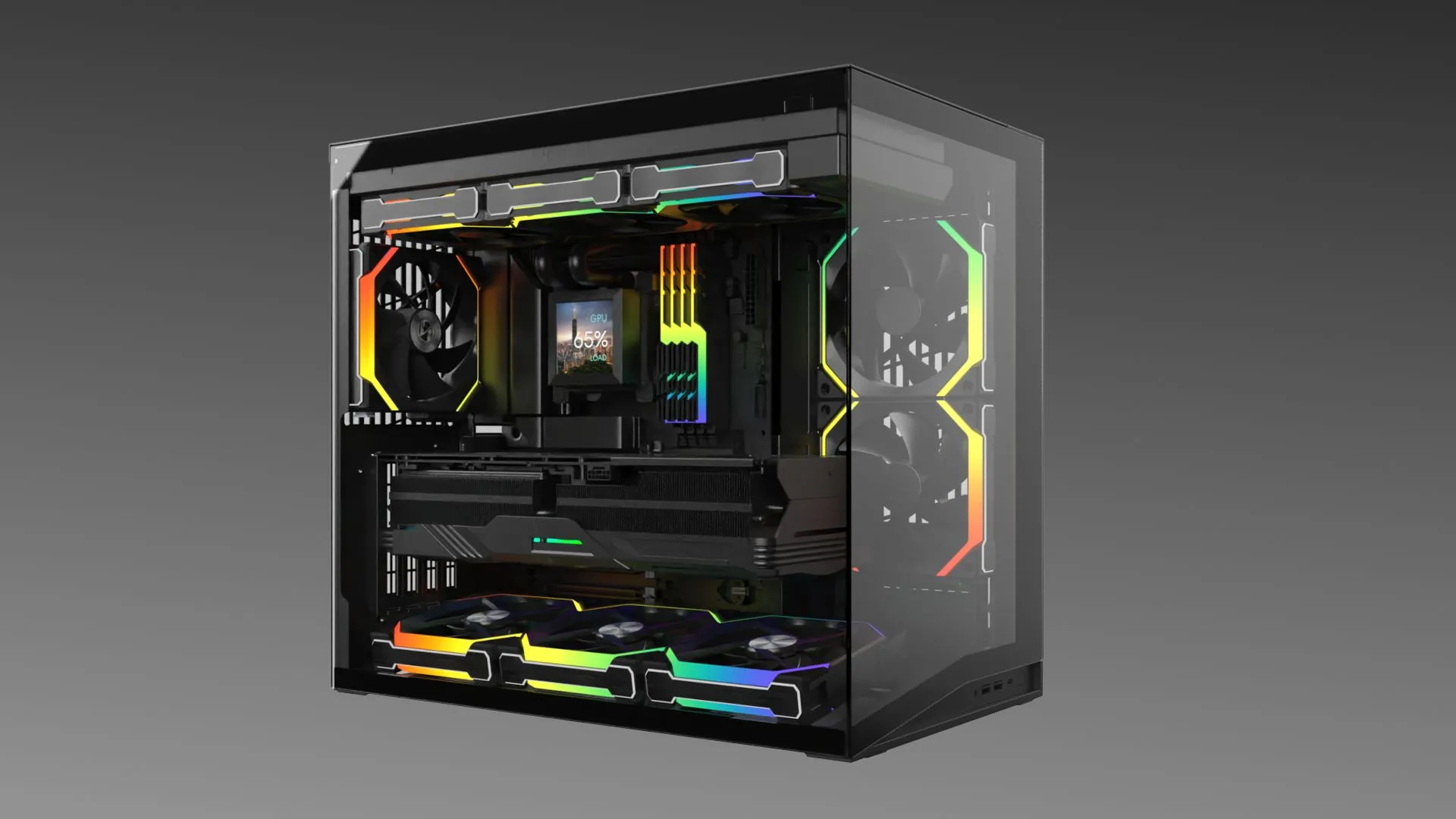 Hình ảnh render vỏ case Lian Li O11D Mini V2 tại Computex 2025 với thiết kế tối ưu tản nhiệt