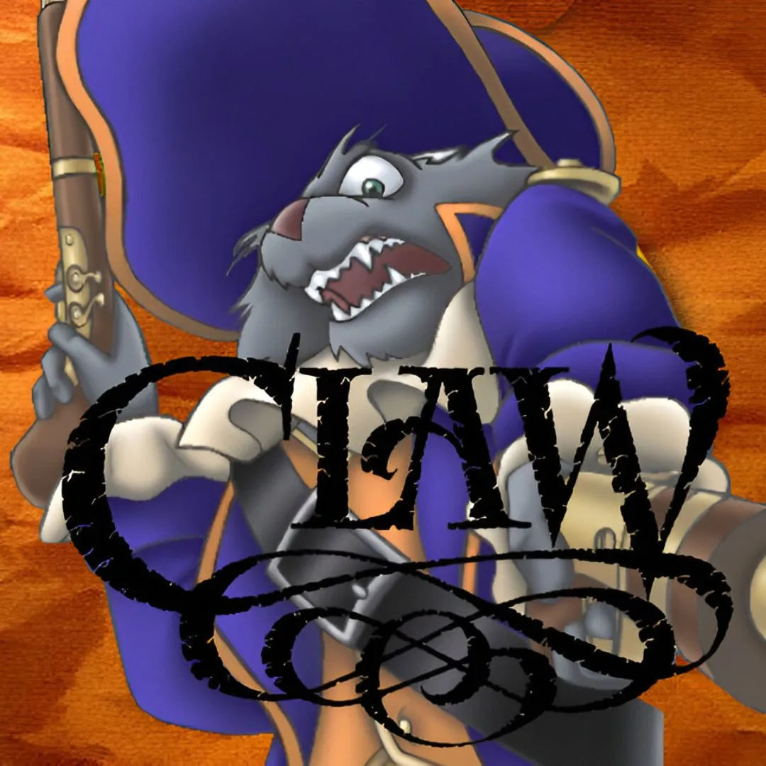 Hình ảnh sản phẩm của game Claw, thể hiện Captain Claw với khẩu súng lục và thanh kiếm, biểu tượng của tựa game platformer kinh điển.