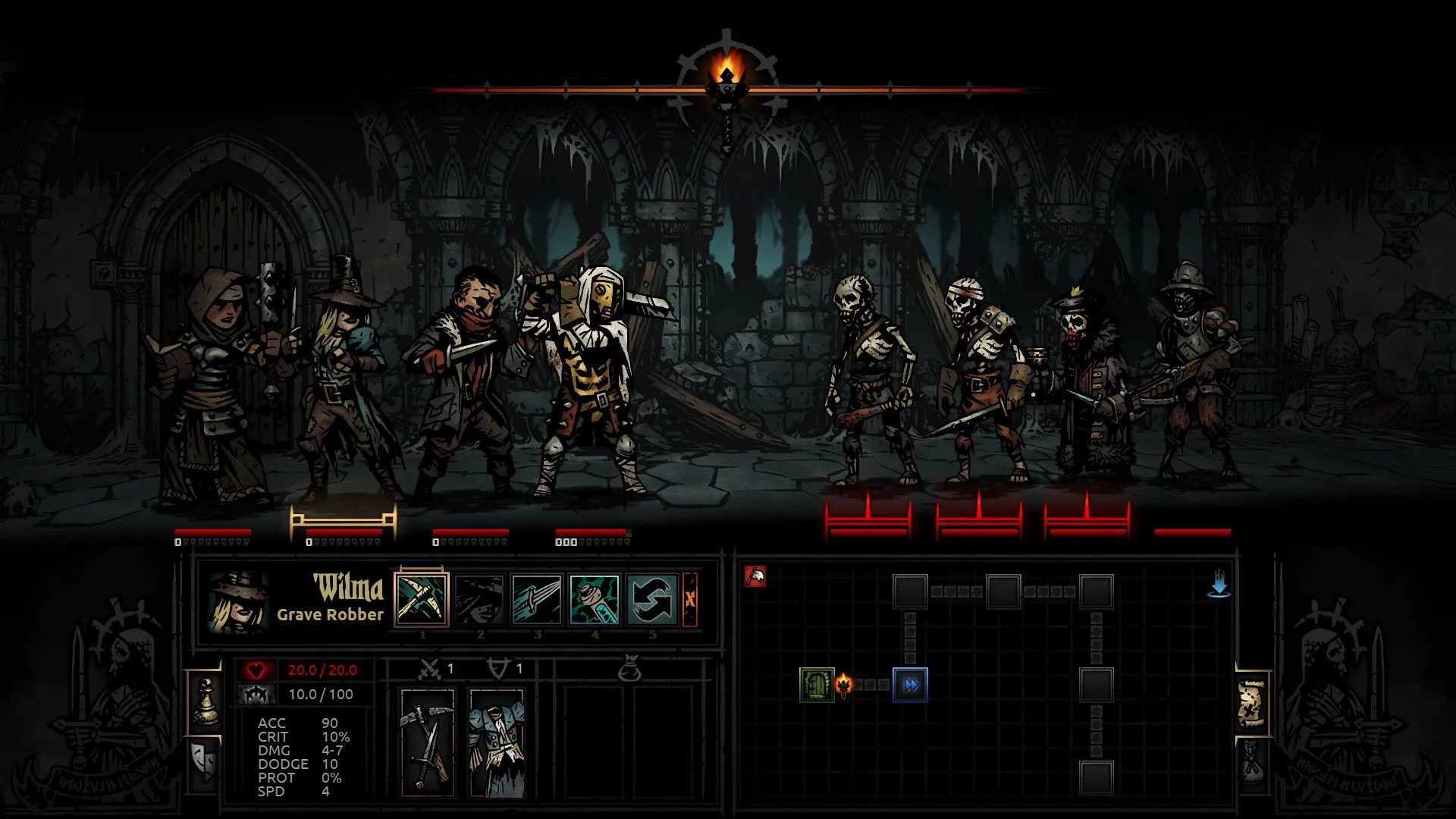 Hình ảnh thể hiện sự căng thẳng và áp lực trong Darkest Dungeon