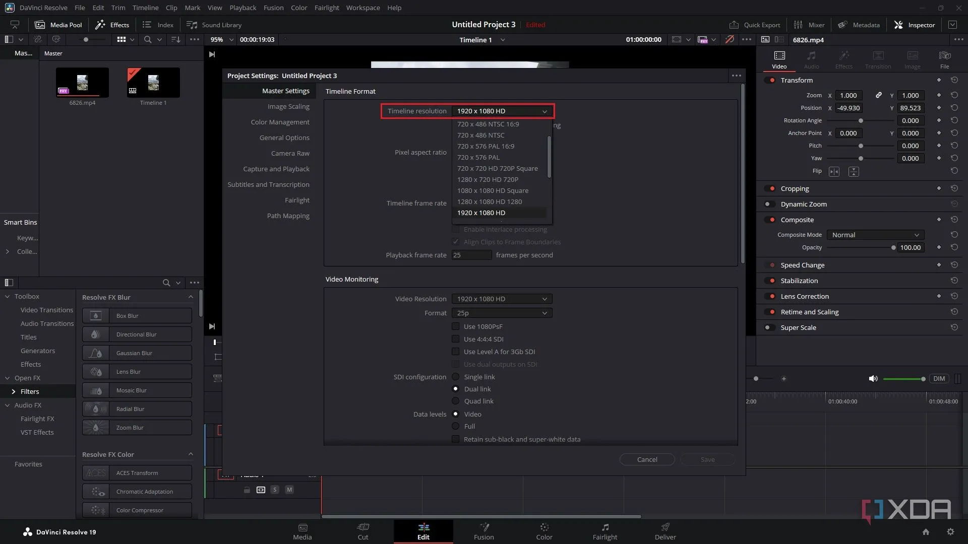 Hướng dẫn thay đổi độ phân giải Timeline trong DaVinci Resolve để cải thiện hiệu suất