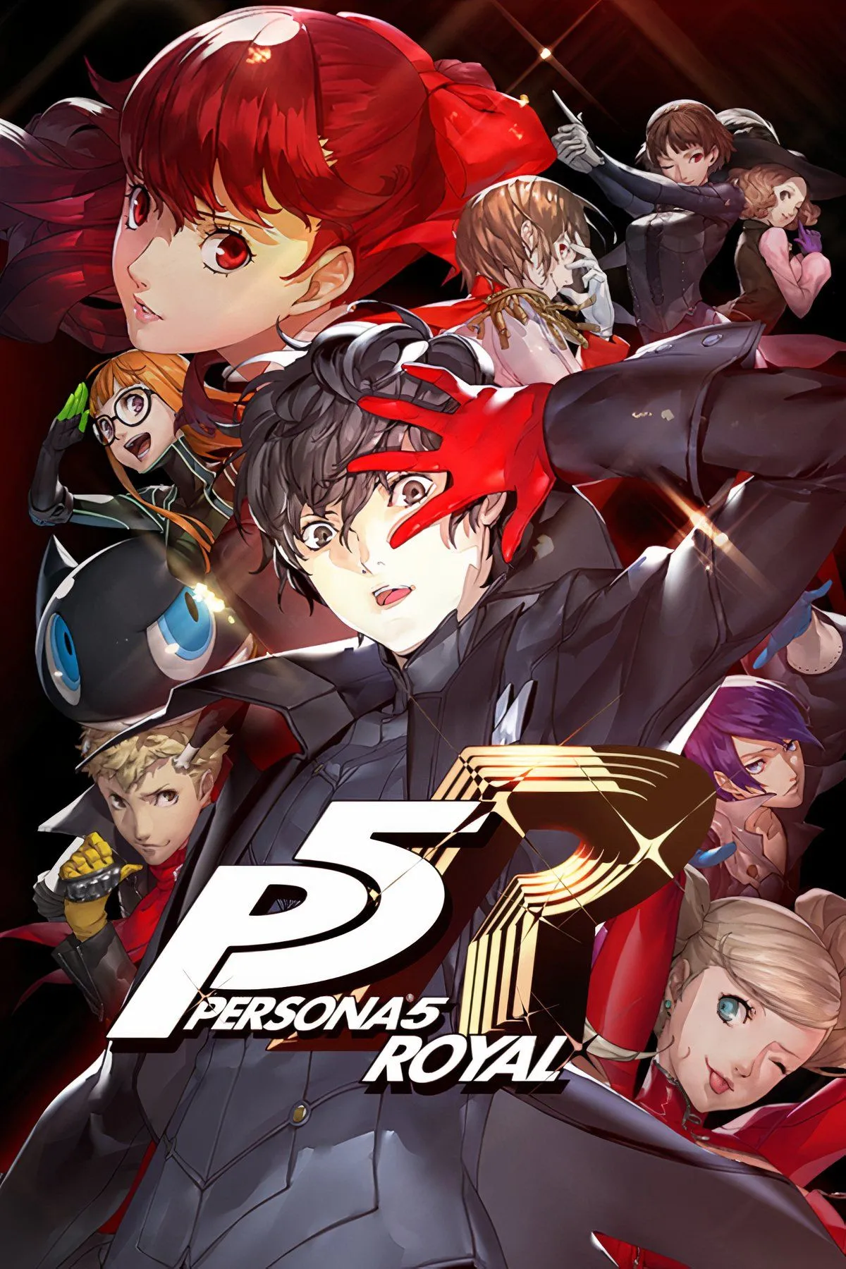 Joker và các thành viên Phantom Thieves trong Persona 5 Royal với phong cách đồ họa anime đặc trưng.