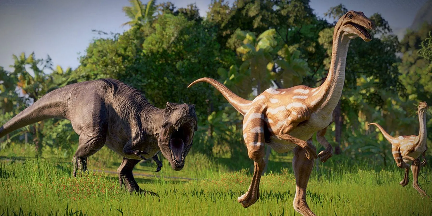 Khủng long Triceratops đi lại trong công viên Jurassic World Evolution 2