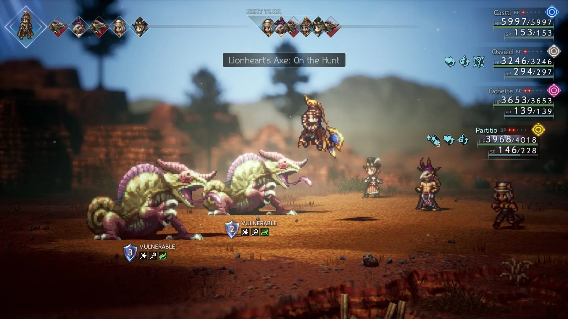 Kỹ năng Lionheart's Axe ấn tượng trong game JRPG Octopath Traveler 2 trên Xbox Game Pass