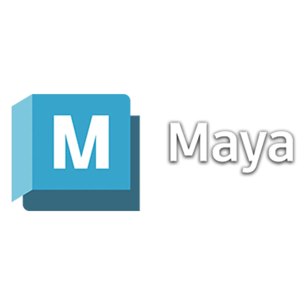 Logo Autodesk Maya với chữ 'maya' màu đen trên nền trắng