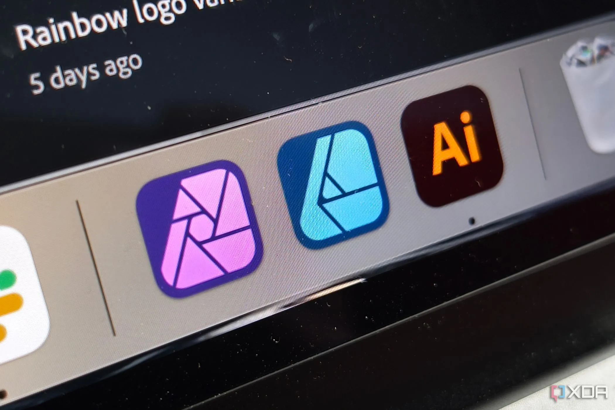 Logo các phần mềm thiết kế Affinity Designer, Affinity Photo và Adobe Illustrator