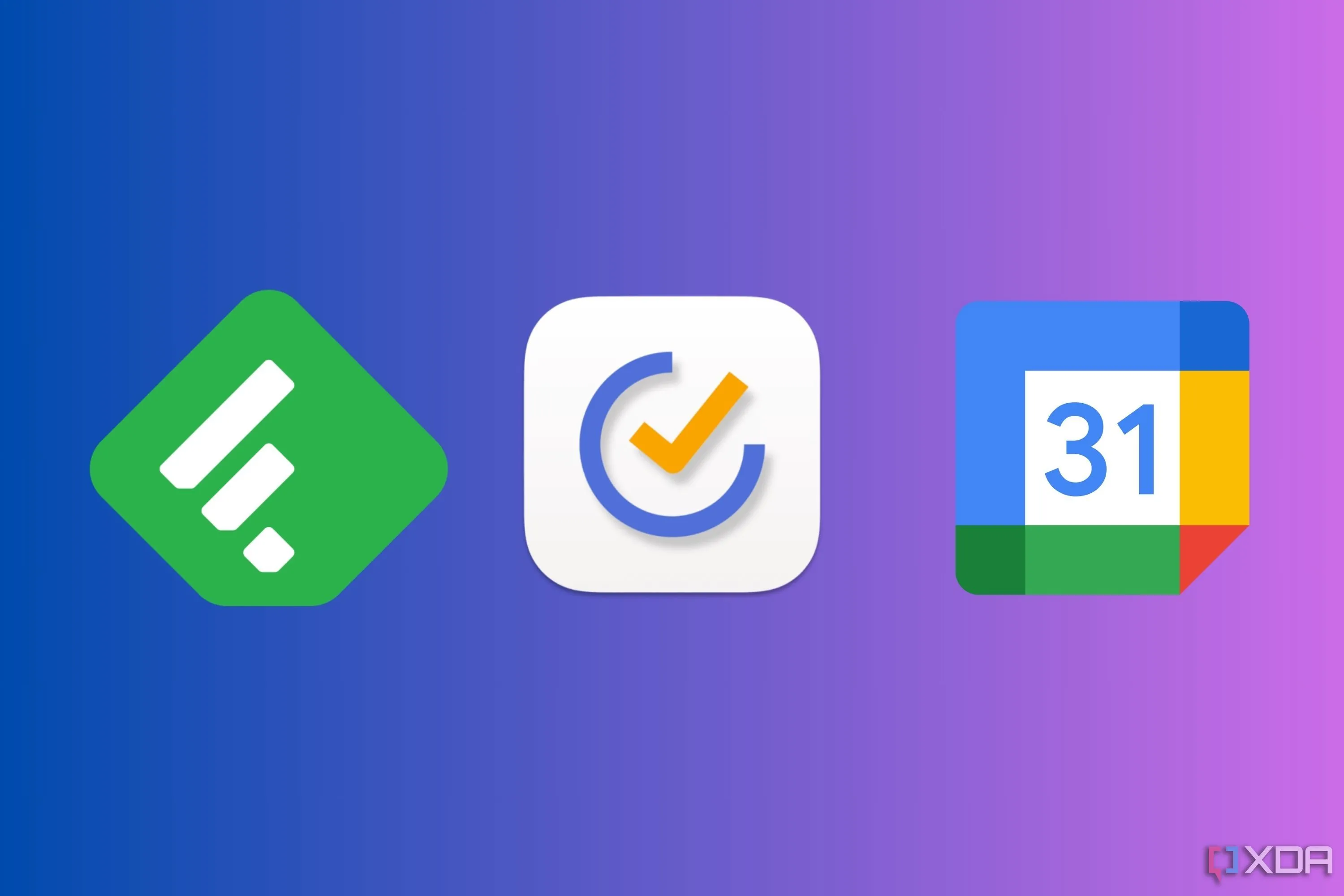 Logo các ứng dụng năng suất Feedly, TickTick, Google Calendar minh họa cho giải pháp quản lý hiệu quả hơn
