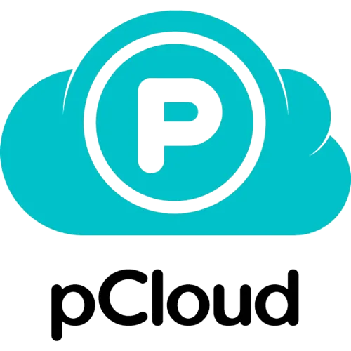Logo pCloud màu xanh nổi bật, đại diện cho dịch vụ lưu trữ đám mây với tùy chọn thanh toán trọn đời.