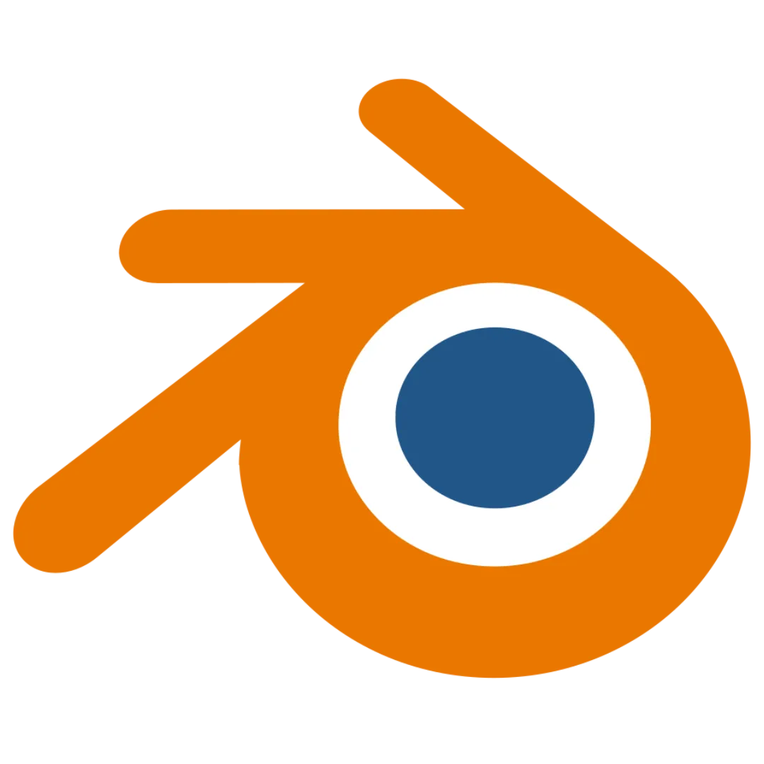 Logo phần mềm Blender màu cam, biểu tượng cho việc thiết kế và dựng hình 3D.