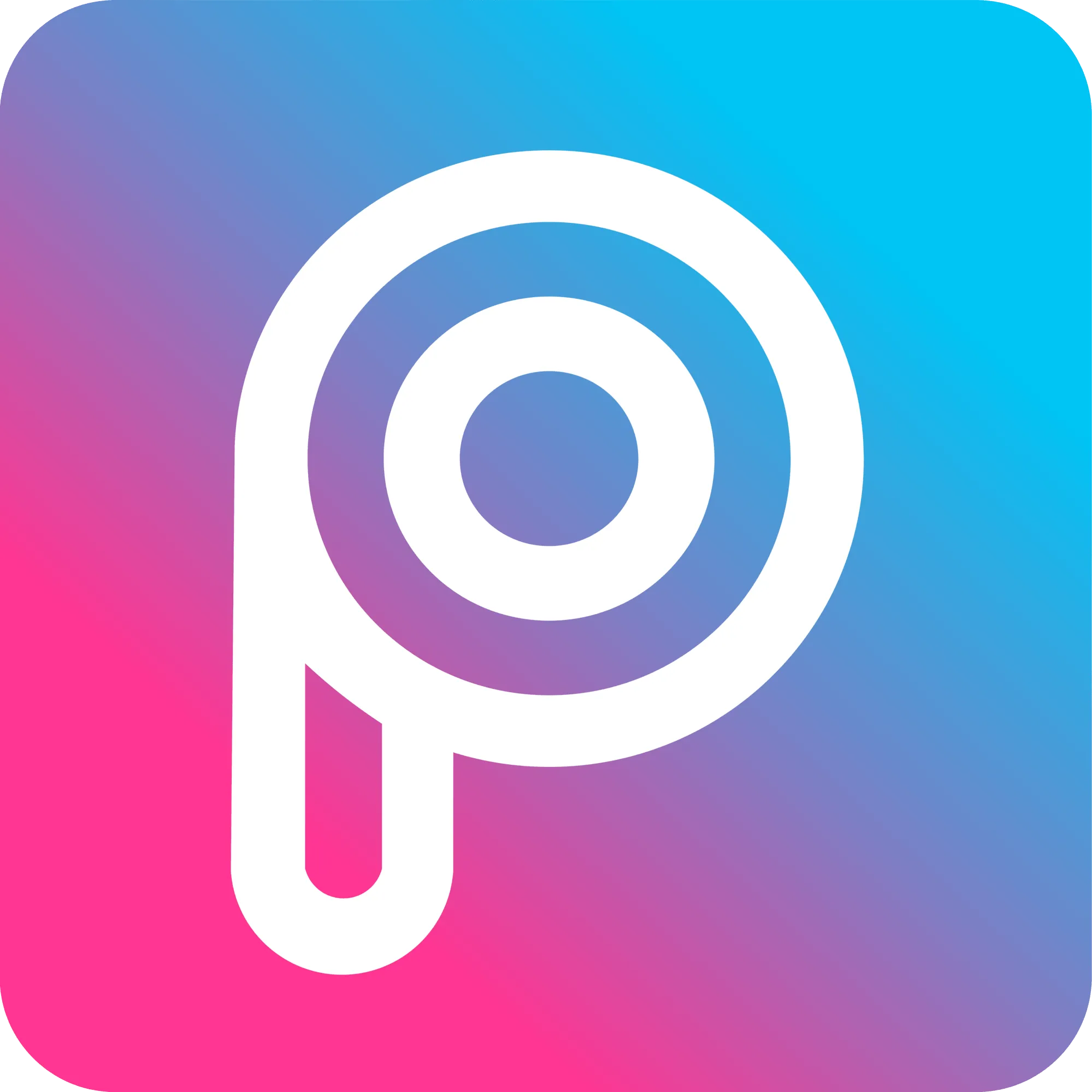 Logo Picsart với hình chữ 'P' đơn giản, hiện đại màu tím hồng.