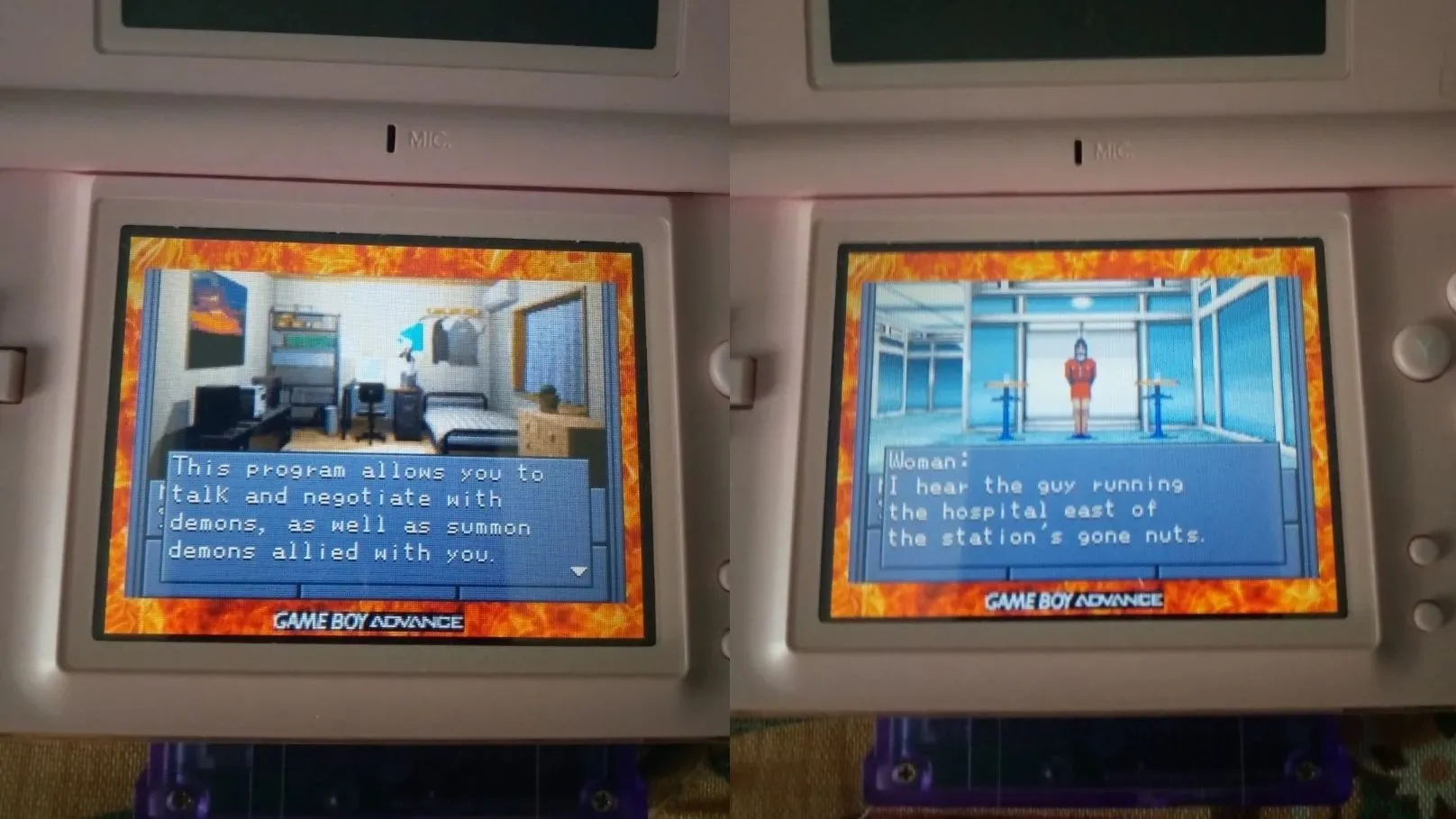 Màn hình game Shin Megami Tensei GBA với bản vá tiếng Anh, đang chạy trên Nintendo DS