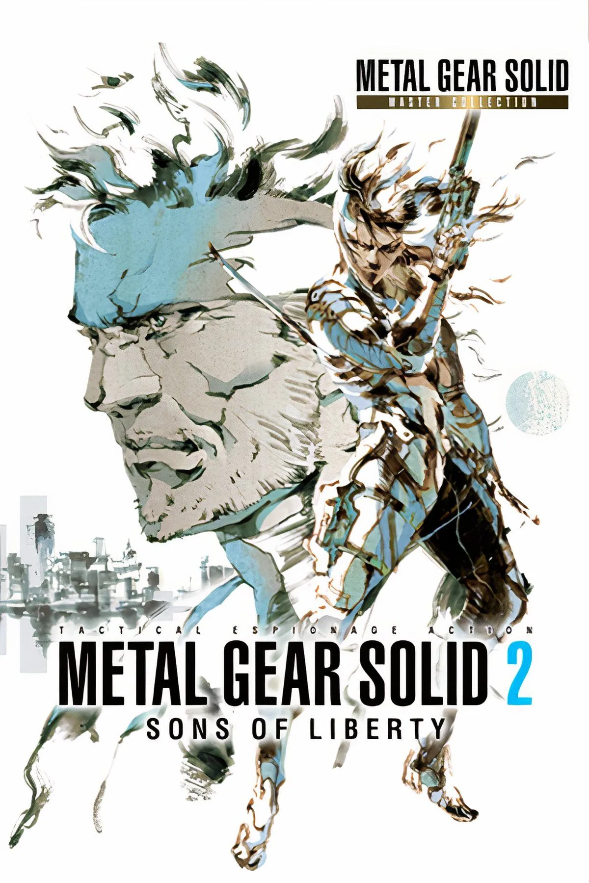 Màn hình gameplay Metal Gear Solid 2 với nhân vật chính Solid Snake đang ẩn nấp trong một môi trường công nghiệp, đồ họa chi tiết