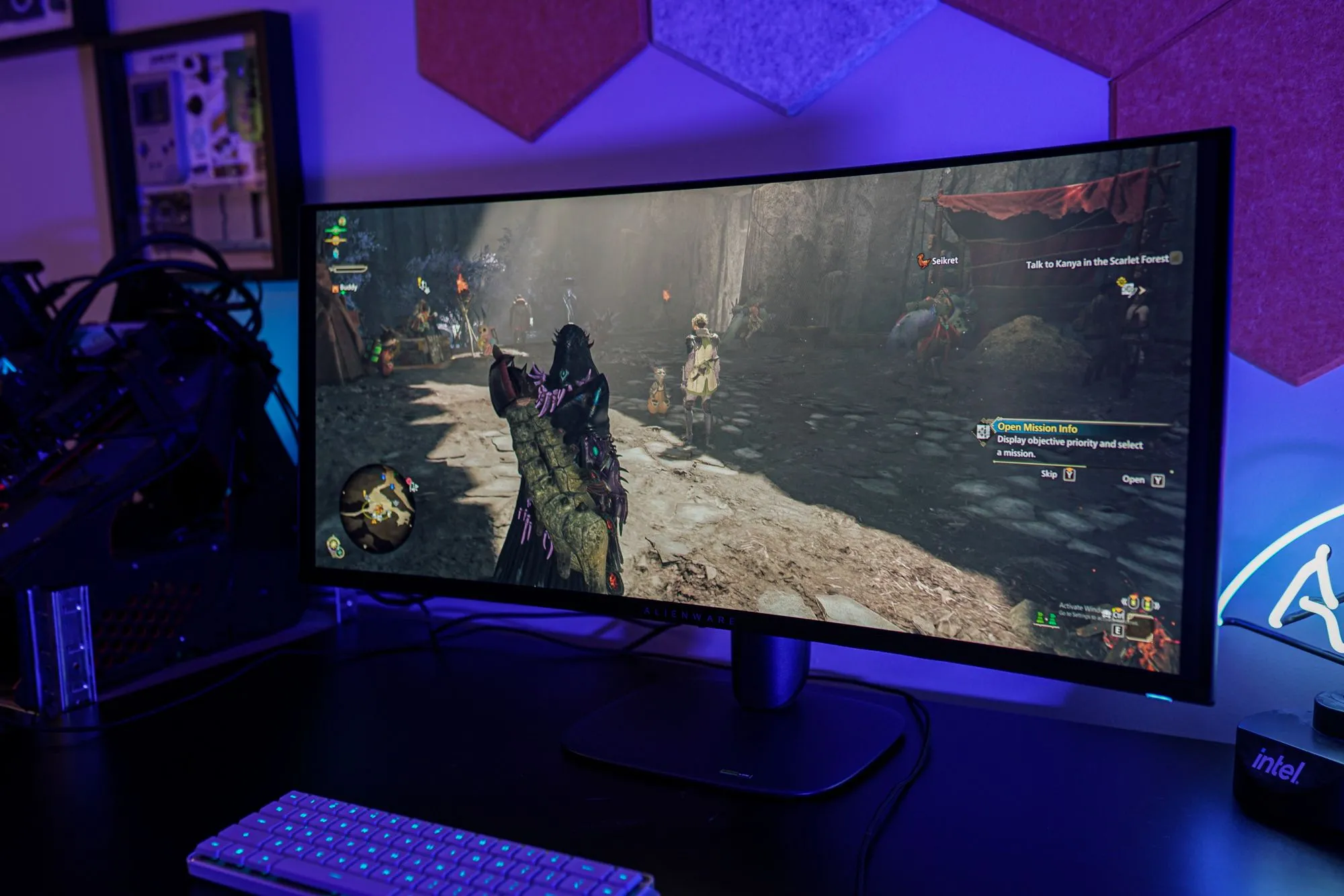 Màn hình OLED gaming Alienware AW3425DW hiển thị cảnh game sắc nét, minh họa chất lượng hình ảnh vượt trội của OLED.