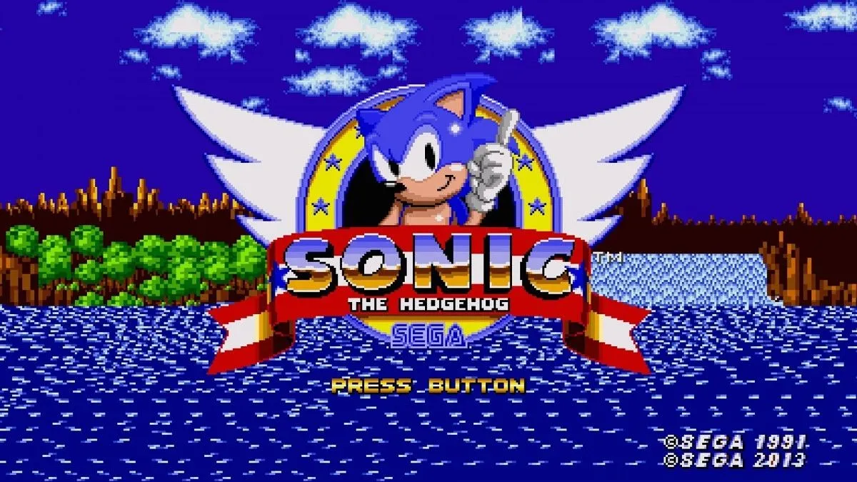 Màn hình tiêu đề của Sonic the Hedgehog trên Sega Genesis