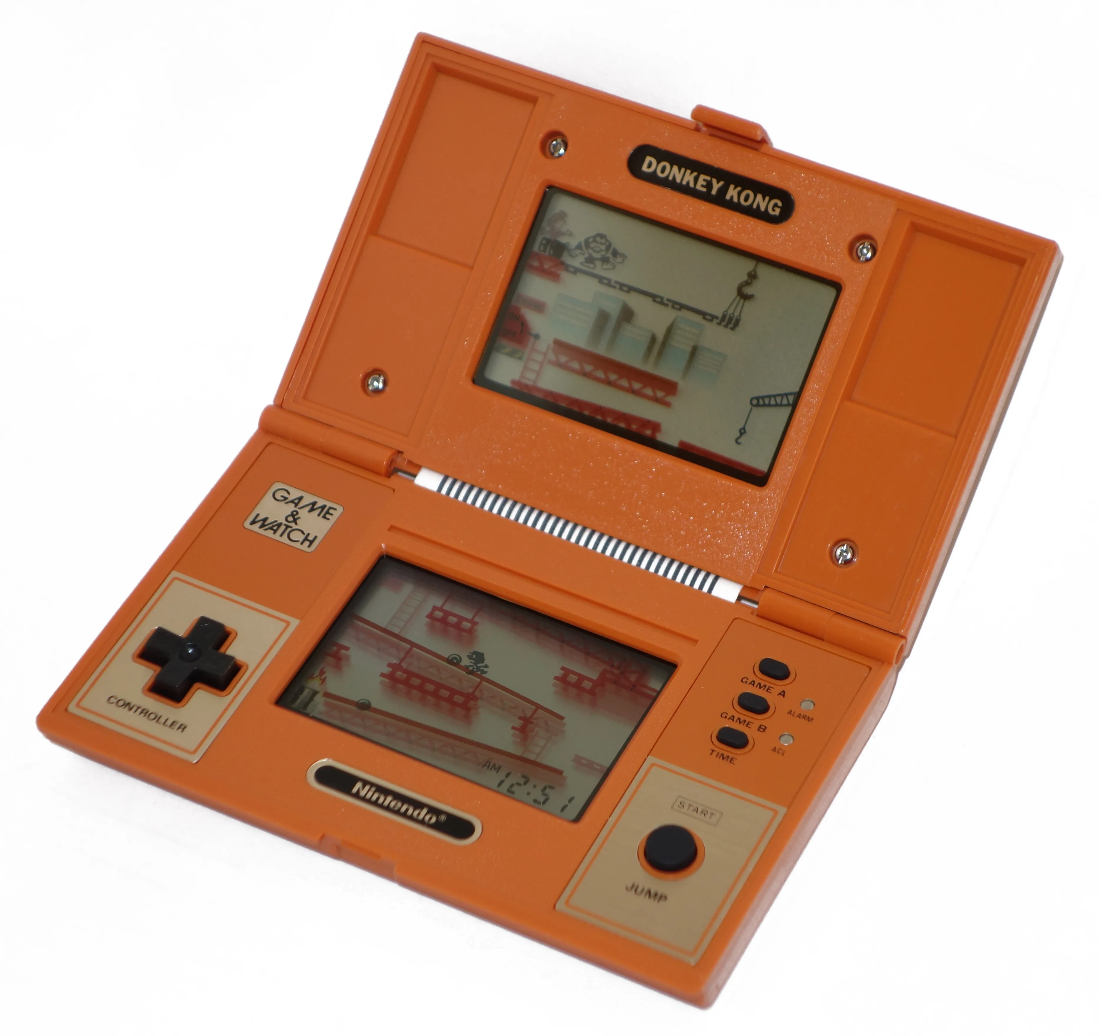 Máy chơi game cầm tay Nintendo Donkey Kong Game &amp; Watch với D-pad hình chữ thập, tiền thân của tay cầm NES